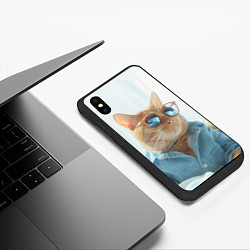 Чехол iPhone XS Max матовый Альфа кот, цвет: 3D-черный — фото 2