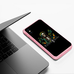 Чехол iPhone XS Max матовый Арт регги скелет со специями, цвет: 3D-баблгам — фото 2