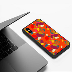 Чехол iPhone XS Max матовый Яркие ягодки-листочки, цвет: 3D-черный — фото 2