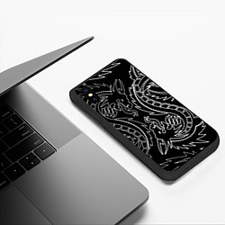 Чехол iPhone XS Max матовый Драконы татуировки самураи, цвет: 3D-черный — фото 2