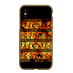 Чехол iPhone XS Max матовый Кокопелли - танцы в огне, цвет: 3D-коричневый