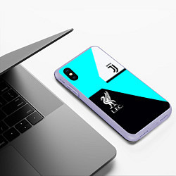 Чехол iPhone XS Max матовый Juventus x Liverpool geometry, цвет: 3D-светло-сиреневый — фото 2