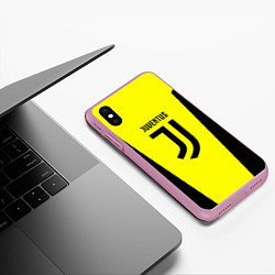 Чехол iPhone XS Max матовый Juventus sport geometry yellow, цвет: 3D-розовый — фото 2