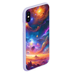 Чехол iPhone XS Max матовый Космический пейзаж яркий с галактиками, цвет: 3D-светло-сиреневый — фото 2