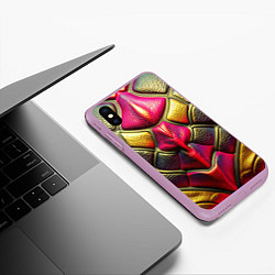 Чехол iPhone XS Max матовый Объемная текстурная кожа, цвет: 3D-сиреневый — фото 2