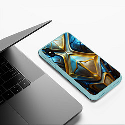 Чехол iPhone XS Max матовый Объемная синяя текстурная кожа, цвет: 3D-мятный — фото 2