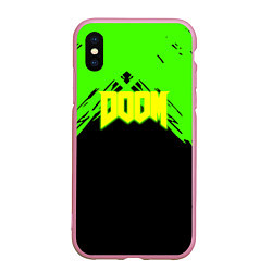 Чехол iPhone XS Max матовый Doom кислотное лого, цвет: 3D-розовый