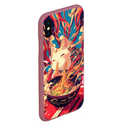 Чехол iPhone XS Max матовый Cat and ramen, цвет: 3D-малиновый — фото 2