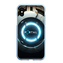 Чехол iPhone XS Max матовый Portal logo game, цвет: 3D-голубой