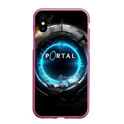 Чехол iPhone XS Max матовый Portal логотип игры, цвет: 3D-малиновый