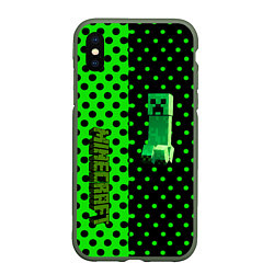 Чехол iPhone XS Max матовый Minecraft creeper pattern, цвет: 3D-темно-зеленый