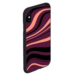 Чехол iPhone XS Max матовый Сливовый абстрактные волнистые полосы, цвет: 3D-черный — фото 2