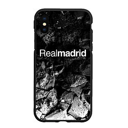 Чехол iPhone XS Max матовый Real Madrid black graphite, цвет: 3D-черный