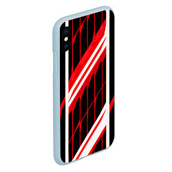 Чехол iPhone XS Max матовый Red and white lines on a black background, цвет: 3D-голубой — фото 2