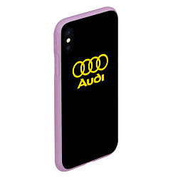 Чехол iPhone XS Max матовый Audi logo yellow, цвет: 3D-сиреневый — фото 2