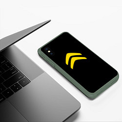 Чехол iPhone XS Max матовый Citroen logo yellow, цвет: 3D-темно-зеленый — фото 2