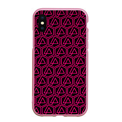 Чехол iPhone XS Max матовый Linkin park pink logo, цвет: 3D-розовый