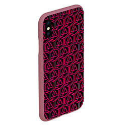 Чехол iPhone XS Max матовый Linkin park pink logo, цвет: 3D-малиновый — фото 2