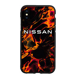 Чехол iPhone XS Max матовый Nissan red lava, цвет: 3D-черный