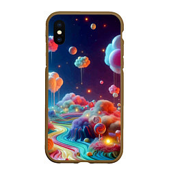 Чехол iPhone XS Max матовый Planet chupa chups - neon glow, цвет: 3D-коричневый