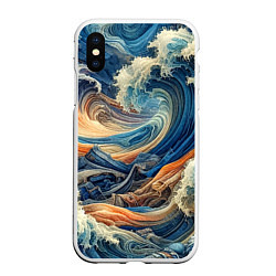 Чехол iPhone XS Max матовый Джинсовый шторм - нейросеть, цвет: 3D-белый