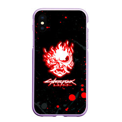 Чехол iPhone XS Max матовый Samurai flame logo, цвет: 3D-сиреневый