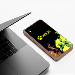 Чехол iPhone XS Max матовый Xbox game flame, цвет: 3D-коричневый — фото 2