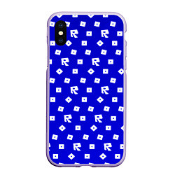 Чехол iPhone XS Max матовый Roblox blue pattern, цвет: 3D-светло-сиреневый