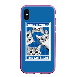 Чехол iPhone XS Max матовый Home is where the cats are, цвет: 3D-фиолетовый