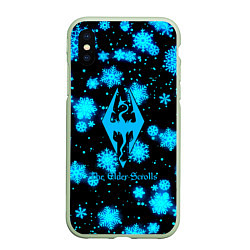 Чехол iPhone XS Max матовый The Elder Scrolls logo winter, цвет: 3D-салатовый