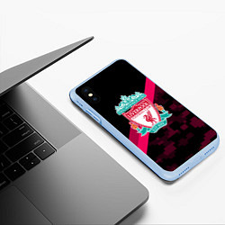 Чехол iPhone XS Max матовый Liverpool sport fc club, цвет: 3D-голубой — фото 2