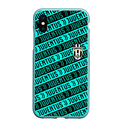 Чехол iPhone XS Max матовый Juventus pattern logo steel, цвет: 3D-мятный