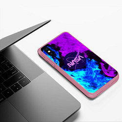 Чехол iPhone XS Max матовый NASA neon flame, цвет: 3D-малиновый — фото 2