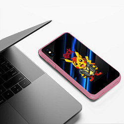 Чехол iPhone XS Max матовый Радостный Пикачу рок звезда, цвет: 3D-малиновый — фото 2