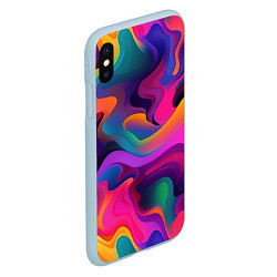 Чехол iPhone XS Max матовый Неоновые формы, цвет: 3D-голубой — фото 2