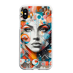 Чехол iPhone XS Max матовый Лицо прекрасной девушки - граффити, цвет: 3D-белый