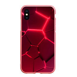 Чехол iPhone XS Max матовый Маджента неоновые плиты в разломе, цвет: 3D-баблгам