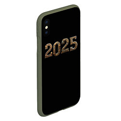 Чехол iPhone XS Max матовый Металическая надпись 2025 год в стиле стимпанк, цвет: 3D-темно-зеленый — фото 2