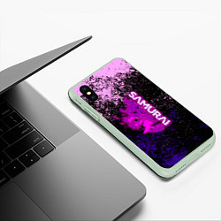 Чехол iPhone XS Max матовый Samurai neon logo краски, цвет: 3D-салатовый — фото 2