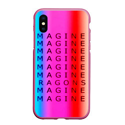 Чехол iPhone XS Max матовый Imagine Dragons neon rock, цвет: 3D-малиновый