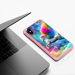 Чехол iPhone XS Max матовый Космический крылатый единорог - нейросеть, цвет: 3D-баблгам — фото 2