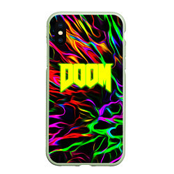 Чехол iPhone XS Max матовый Doom optical colors, цвет: 3D-салатовый