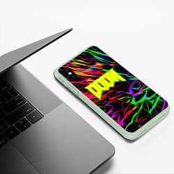 Чехол iPhone XS Max матовый Doom optical colors, цвет: 3D-салатовый — фото 2