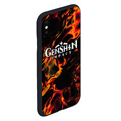 Чехол iPhone XS Max матовый Genshin Impact red lava, цвет: 3D-черный — фото 2