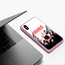 Чехол iPhone XS Max матовый Assassins Creed огненное лого гейм, цвет: 3D-розовый — фото 2