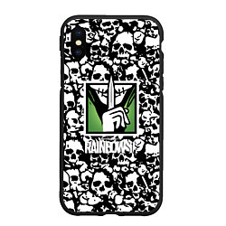 Чехол iPhone XS Max матовый Rainbow six pattern skull, цвет: 3D-черный