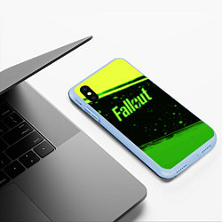 Чехол iPhone XS Max матовый Fallout toxic line, цвет: 3D-голубой — фото 2