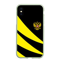 Чехол iPhone XS Max матовый Россия текстура жёлтый, цвет: 3D-салатовый