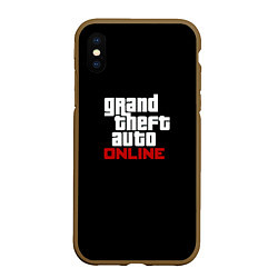 Чехол iPhone XS Max матовый GTA online logo, цвет: 3D-коричневый