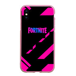 Чехол iPhone XS Max матовый Fortnite geometry pink, цвет: 3D-розовый